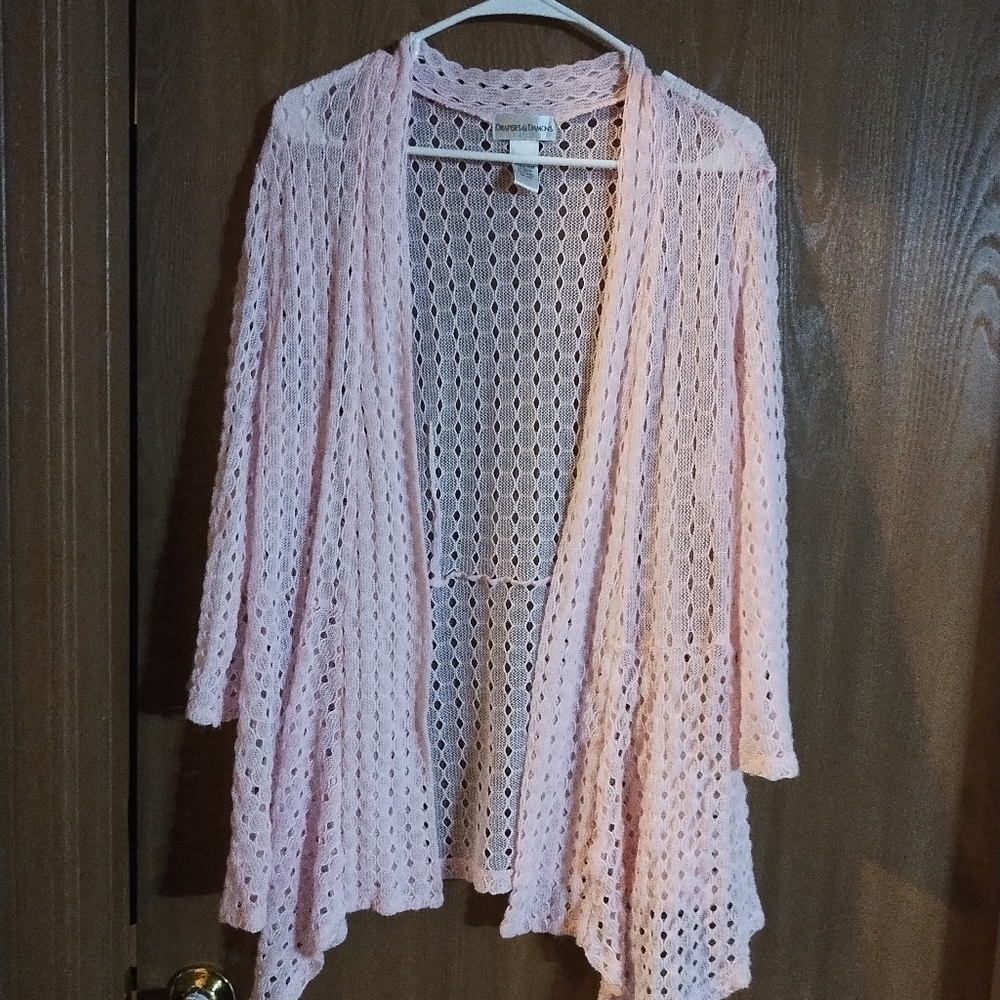 Pink Open-Knit Women's Cardigan
